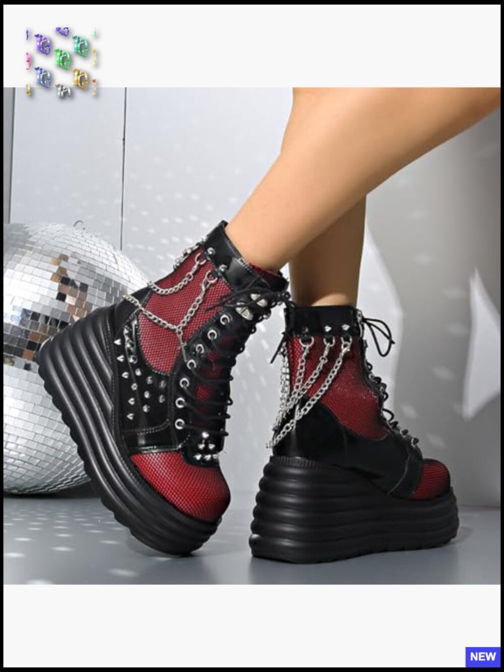Goth Chunky Ankle Boots Platform Wedge Lace Up Combat Booties Punk Zip - Picture 6 of 7